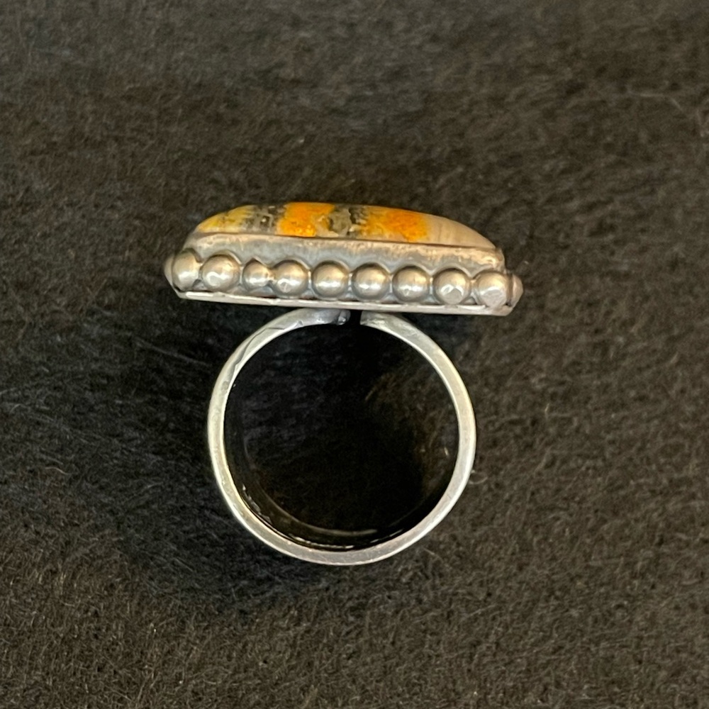 STERLING SILVER BUMBLEBEE JASPER RING ✨STATEMENT PIECE✨ - Picture 10 of 16